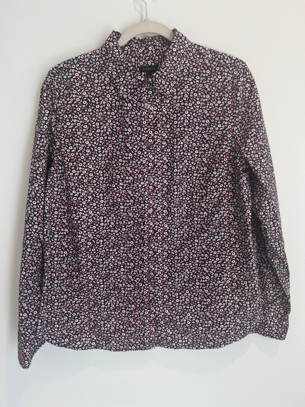 Talbots 100% Cotton Floral Button Down Blouse Shirt Womens Size 14